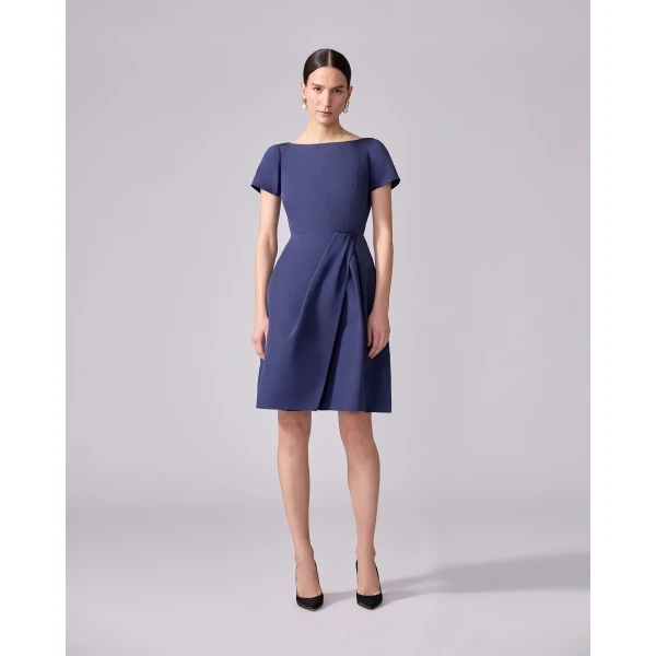 Carolina Herrera Draped Boat Neck Dress in Midnight, view 2