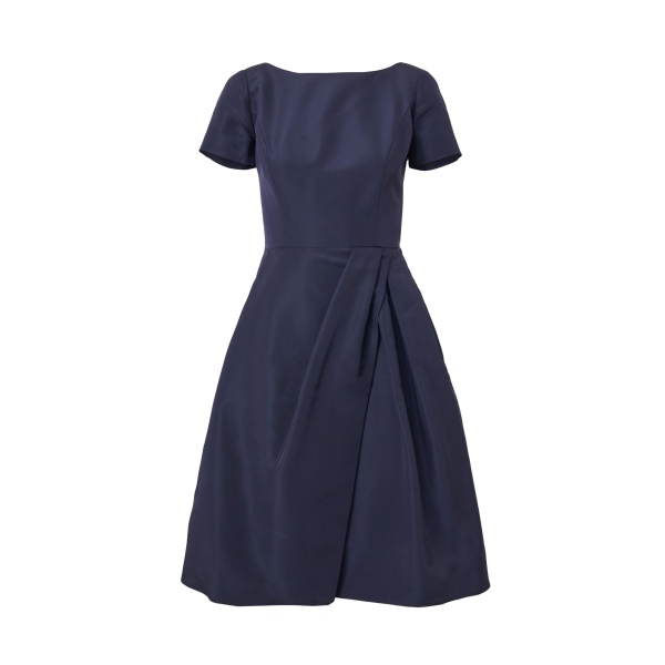 Carolina Herrera Draped Boat Neck Dress in Midnight
