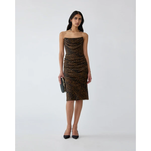 Carolina Herrera Draped Leopard Print Chiffon Dress, view 2