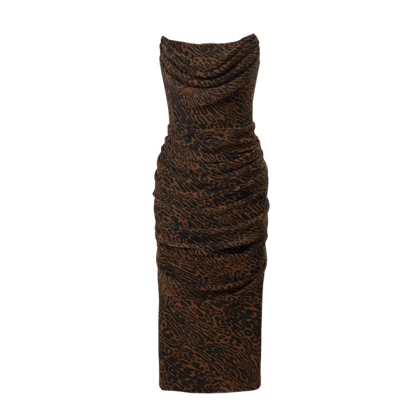 Carolina Herrera Draped Leopard Print Chiffon Dress