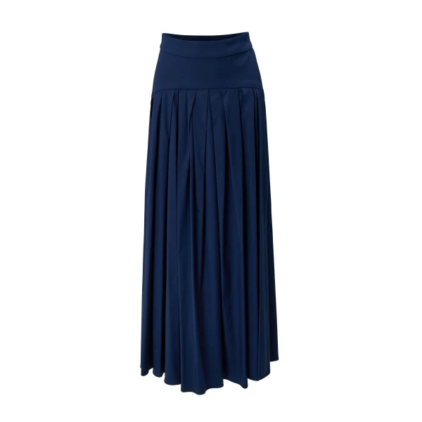 Carolina Herrera Drop Waist Pleated Midi Skirt in Midnight