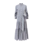 Carolina Herrera Embroidered Striped Midi Shirt Dress