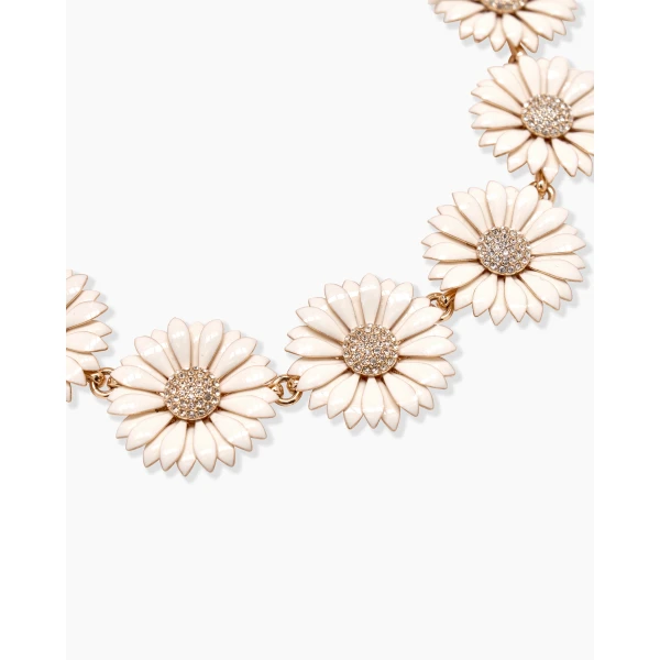 Carolina Herrera Enamel Flower Necklace in White, view 3