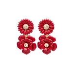 Carolina Herrera Enamel Mixed Flower Drop Earrings