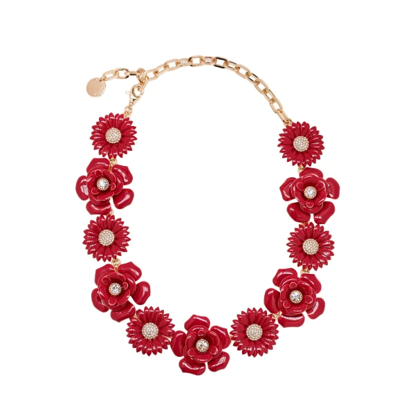 Carolina Herrera Enamel Mixed Flower Necklace