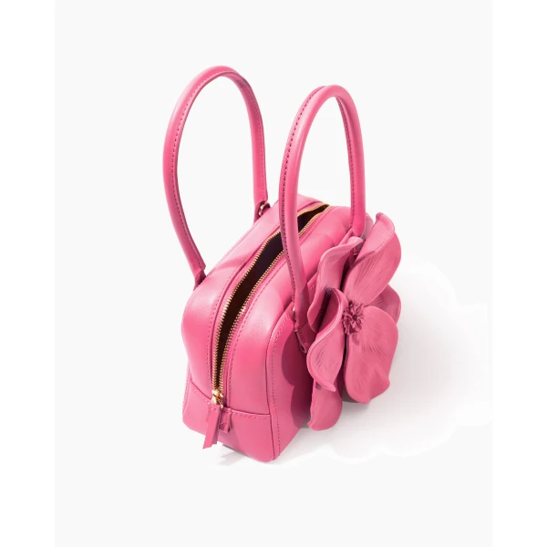 Carolina Herrera Flora Matryoshka Small Bowling Bag in Happy Pink, view 5