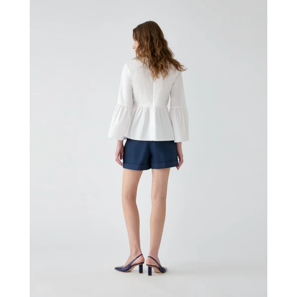 Carolina Herrera Floral-Embroidered Bell Sleeve Top, view 3