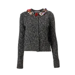 Carolina Herrera Floral-Embroidered Bouclé Cardigan