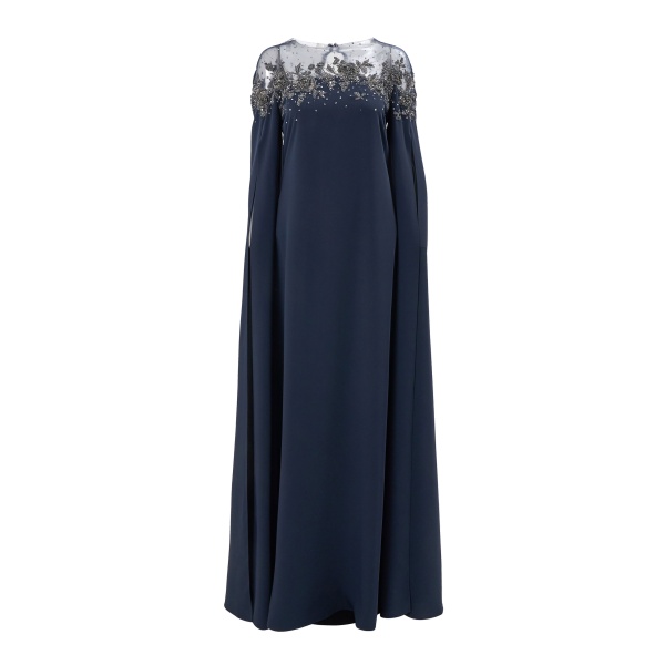 Carolina Herrera Floral-Embroidered Caftan in Midnight