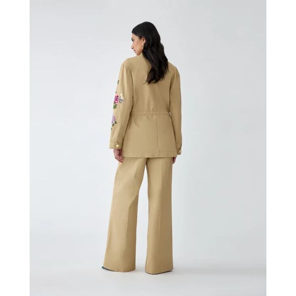 Carolina Herrera Floral-Embroidered Gabardine Jacket, view 3