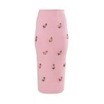 Carolina Herrera Floral-Embroidered Knit Pencil Skirt in Rosewater