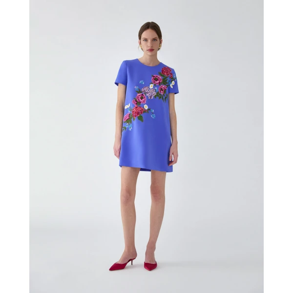 Carolina Herrera Floral-Embroidered Mini Dress, view 2