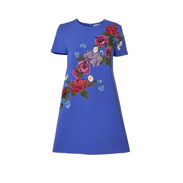 Floral-Embroidered Mini Dress
