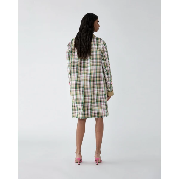Carolina Herrera Floral-Embroidered Plaid Coat, view 3