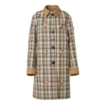 Carolina Herrera Floral-Embroidered Plaid Coat