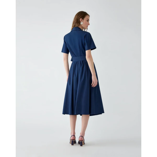 Carolina Herrera Floral-Embroidered Shirt Dress in Midnight, view 3