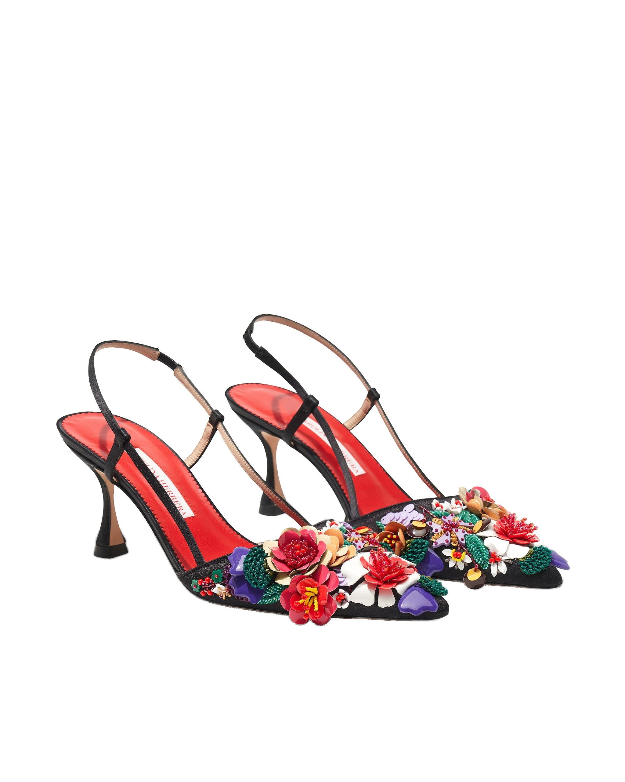 Carolina Herrera Floral-Embroidered Slingback Pumps | Shoes | Coveti Carolina Herrera Floral-Embroidered Slingback Pumps