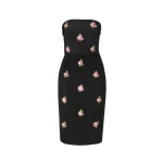 Carolina Herrera Floral-Embroidered Strapless Dress in Black
