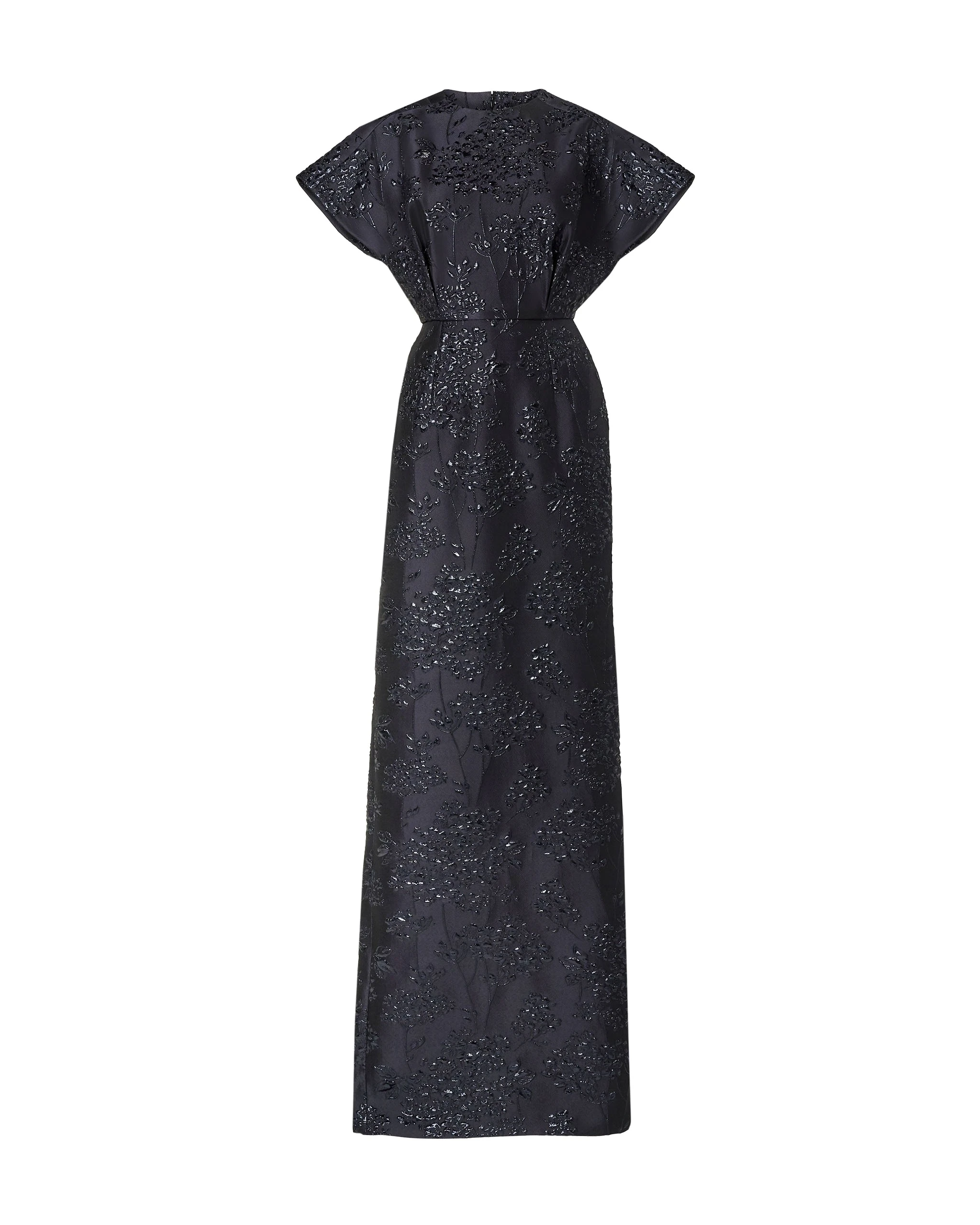 Carolina Herrera Floral Lurex Jacquard Fan Bodice Gown in Midnight | Dresses | Coveti Carolina Herrera Floral Lurex Jacquard Fan Bodice Gown in Midnight