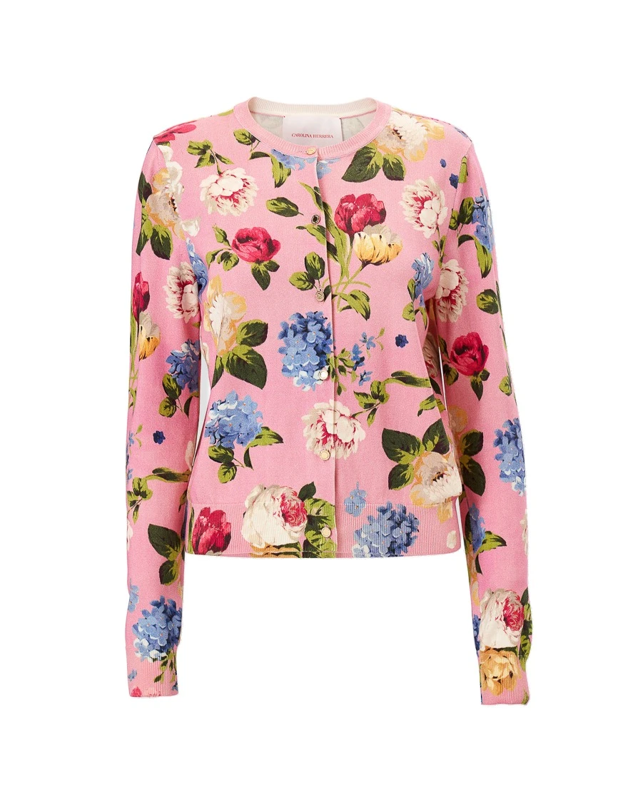 Carolina Herrera Floral-Print Cardigan | Knitwear | Coveti Carolina Herrera Floral-Print Cardigan