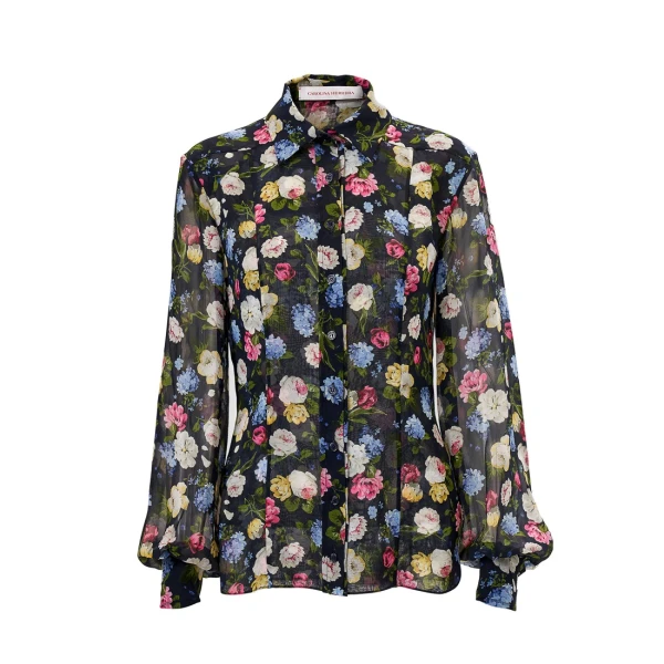 Floral-Print Chiffon Shirt