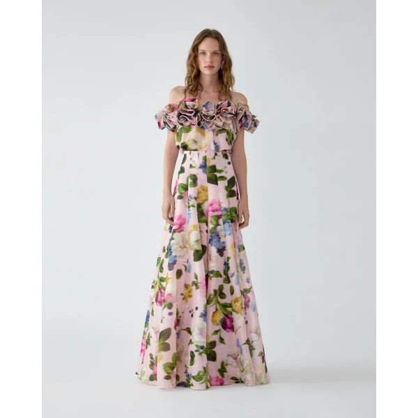 Carolina Herrera Floral-Print Extra-Wide-Leg Iris Pants, view 2