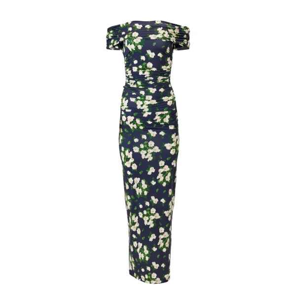 Floral-Print Jersey Gathered Midi Dress
