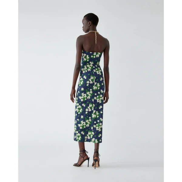 Carolina Herrera Floral-Print Jersey Halterneck Dress, view 3