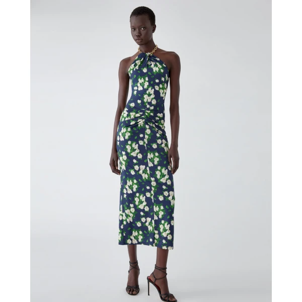 Carolina Herrera Floral-Print Jersey Halterneck Dress, view 4