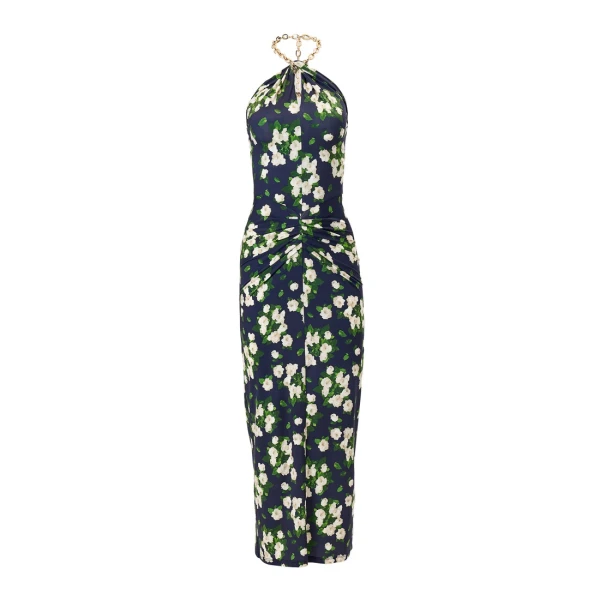 Floral-Print Jersey Halterneck Dress