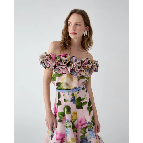 Carolina Herrera Floral-Print Off-Shoulder Top, view 4