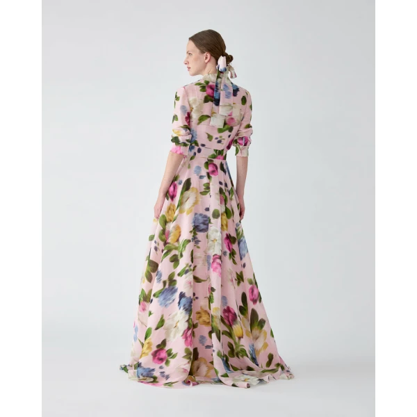 Carolina Herrera Floral-Print Trench Gown, view 3