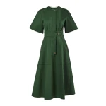Carolina Herrera Gabardine A-Line Midi Dress in Racing Green