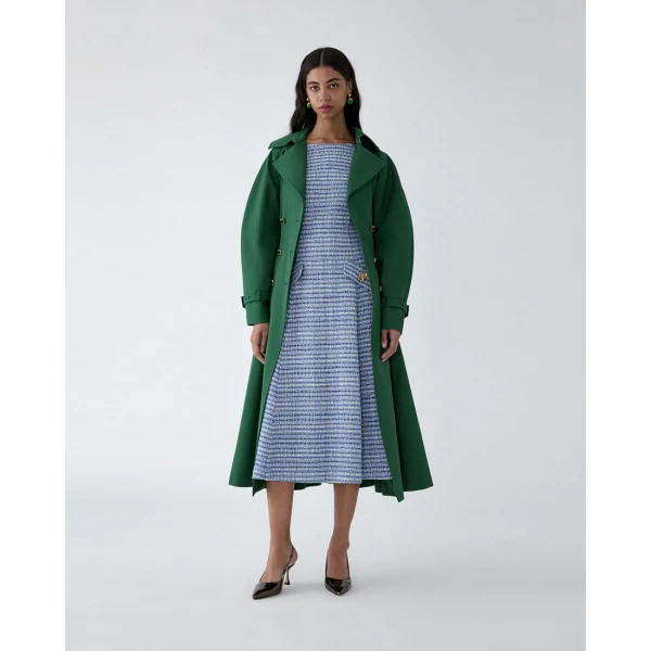 Carolina Herrera Gabardine Trench Coat in Racing Green, view 2