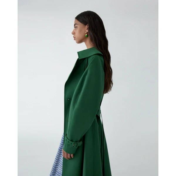 Carolina Herrera Gabardine Trench Coat in Racing Green, view 4