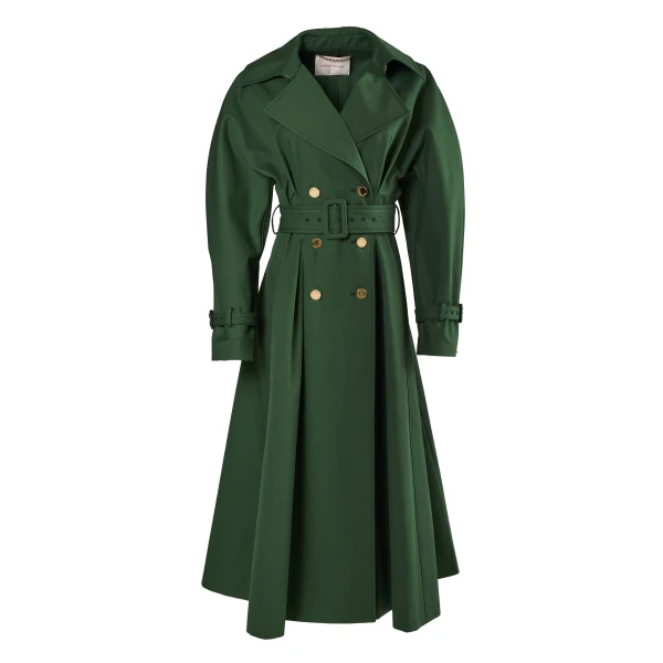 Gabardine Trench Coat in Racing Green