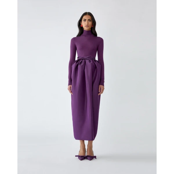 Carolina Herrera Gathered Maxi Skirt in Plum, view 2