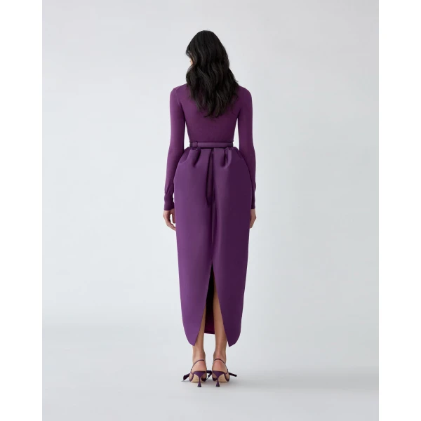 Carolina Herrera Gathered Maxi Skirt in Plum, view 3