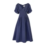 Carolina Herrera Gathered Waist Midi Dress in Midnight