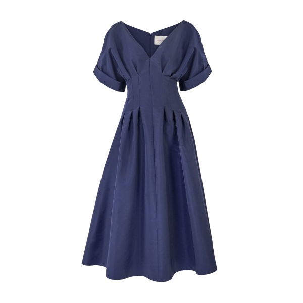 Carolina Herrera Gathered Waist Midi Dress in Midnight