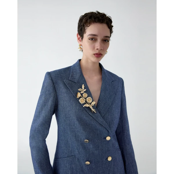 Carolina Herrera Gold Flower Brooch, view 2