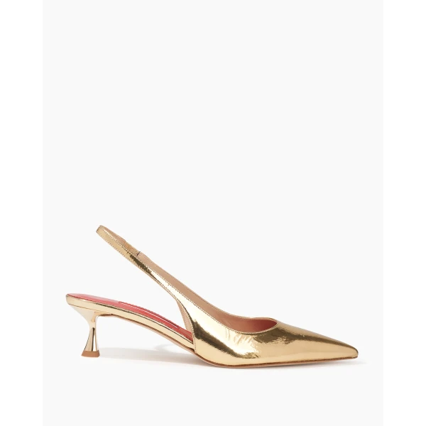 Carolina Herrera Gold Patent Leather Slingback Heels, view 2