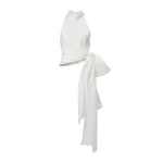 Carolina Herrera Halter Top with Bow Sash in Ivory