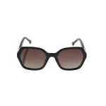 Carolina Herrera Hexagonal Frame Sunglasses with Checkerboard Detail in Black