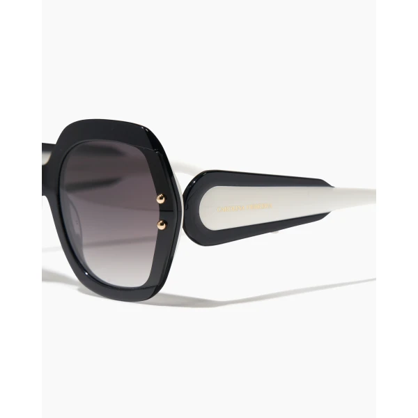 Carolina Herrera Hexagonal Frame Sunglasses with Contrast Temples, view 3