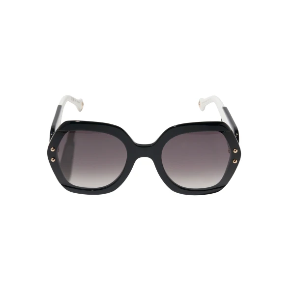Hexagonal Frame Sunglasses with Contrast Temples