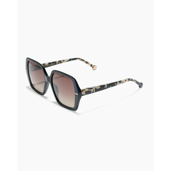 Carolina Herrera Hexagonal Sunglasses with Contrast Temples, view 2