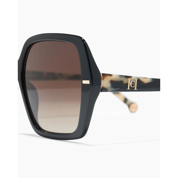 Carolina Herrera Hexagonal Sunglasses with Contrast Temples, view 3