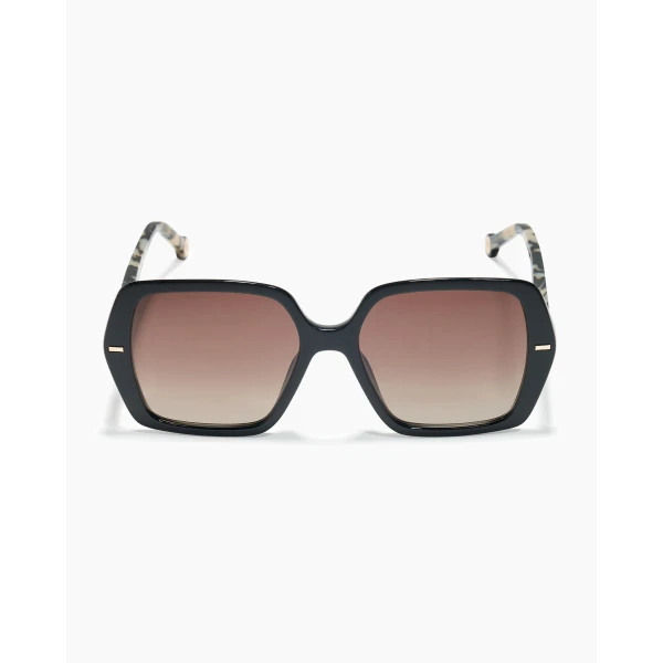 Carolina Herrera Hexagonal Sunglasses with Contrast Temples, view 4