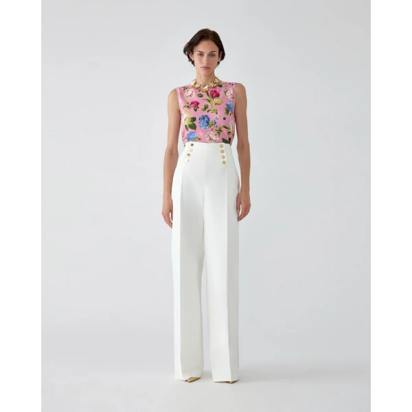Carolina Herrera High-Waisted Wide-Leg Alba Pants in White, view 2